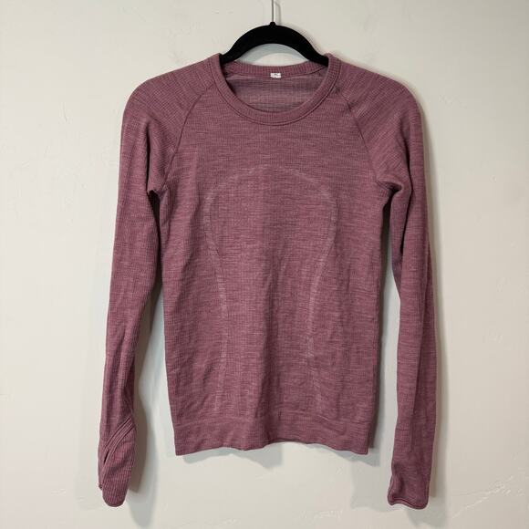 Lululemon Swiftly Merino Wool Pullover Crewneck Long Sleeve Heathered Pink 6 - Picture 1 of 7